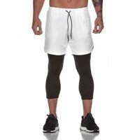 Quần Tập Gym Nam 2 Lớp - Quần Short Thể Thao SQ517 - Trắng,XL
