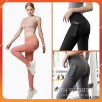 Quần Tập Gym Nữ Có Túi Thoáng Mát Siêu Co Giãn, Áo Quần Tập Gym Yoga Cạp Lưng Cao Nâng Mông - TH Sports TH005 *