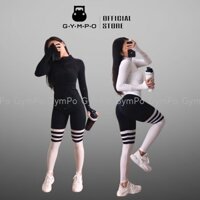 Quần Tập Gym Nữ [LEGGING] Bombshell 3 Sọc Ngang Thun Pha Lưới [ĐỒ TẬP GYM NỮ]