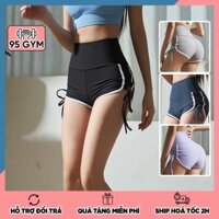 Quần tập gym yoga nữ 95Gym QS21 dáng đùi short dây rút chất vải thun gân cạp cap nâng mông tôn dáng - Hàng mới về