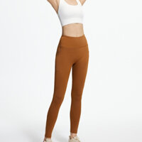 Quần tập yoga nâng hông có cảm giác khỏa thân, eo cao, vừa vặn, độ đàn hồi cao, túi đường may bên, quần tập thể dục