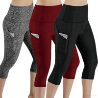 Quần tập Yoga nữ Túi co giãn thể thao Chạy bộ Quần legging Capri thông thường