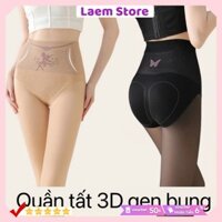 Quần tất 3D cạp cao gen bụng nâng mông che khuyết điểm tạo dáng eo thon 4 màu da, đen, khói, cát cháy