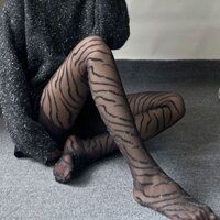 Quần tất đen phong cách châu Âu và Mỹ cho cô gái nóng bỏng với đường chỉ bạc, cá tính, họa tiết sexy, giảm cân, quần tất nhung