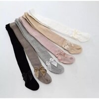 Quần tất legging len gân cài nơ mùa thu đông cho bé gái từ 1 đến 6 tuổi