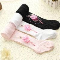 Quần tất trắng ba lê cotton dệt kim trẻ em mùa xuân và mùa thu Quần tất múa cho bé gái Hàn Quốc