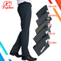 Quần tây âu không ly, vải màu nâu vân chìm, dáng truyền thống, ống suông, hiệu Amazing - Xám xanh-0901 - 39