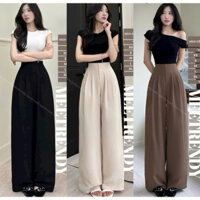 Quần Tây Âu Nữ Công Sở Cao Cấp, Quần Suông Ống Rộng Cạp Liền Lưng Cao Chất Gold Hàn Loại 1 JUDIE.Closet