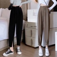 Quần tây baggy bo gấu khóa kéo ống cá tính dáng quần tây baggy đi học công sở lưng thun cạp chun vải vitex dày học sinh