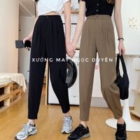 Quần tây baggy đi học bo gấu khóa kéo ống cá tính - Dáng quần học sinh công sở lưng thun cạp chun vải tuyết mưa dày dặn