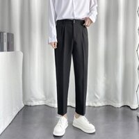 Quần Tây Baggy Nam Màu Đen Ống Rộng Phong Cách Hàn Quốc Vải Co Giãn, Không Xù -V01