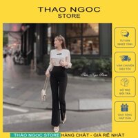 Quần tây bass nữ 1 nút lưng siêu cao ống loe (có sẵn, hình thật) THẢO NGỌC STORE