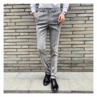 Quần Tây Caro Xám Ống Côn Hình Thật Giá Rẻ