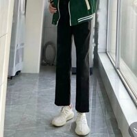 Quần Tây cùng kiểu hot trên mạng quần chiến binh đen quần nam học sinh ống đứng màu đen trơn dễ phối lụa băng dễ phối tôn dáng gầy