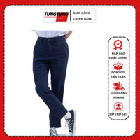 Quần tây đi học nữ màu xanh đen quần tây học sinh cấp 2 3 cạp cao ống suông vải thun tuyết co giãn 4 chiều