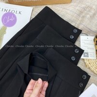 Quần tây form baggy nữ 2 khuy lưng cạp cao đồ công sở đẹp màu đen đi học đi làm siêu tôn dáng