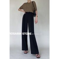 Quần tây lưng cao ống suông rộng dài 105cm, có đĩa thắt dây lưng, có túi - mã 1076 có 3 màu trắng, đen và xanh cổ vịt