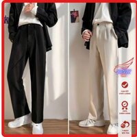 Quần tây nam cạp cao ống rộng Hàn quốc, quần âu vải form ống suông rộng chất vitex mềm mát co giãn nhẹ ZZetshop Q12