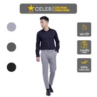 Quần tây nam màu xám nhạt cao cấp giấu nút tinh tế CELEB, form slimfit co giãn, tôn dáng