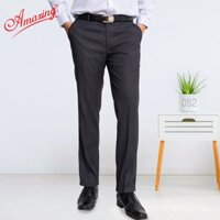 Quần tây nam ống đứng màu xám,form Regular căn bản, không ly, big size tới 105kg, Amazing