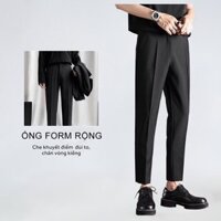 Quần tây nam ống suông lưng cao quần âu hàn quốc dáng baggy vải cotton chống nhăn SP01
