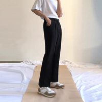 Quần tây nam ống suông quần baggy nam cạp chun sau lưng co giãn vải vitex cao cấp dáng suông hack chiều cao