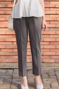 Quần tây nữ dài công sở dây kéo hông hàng đẹp  - Xám - 4XL