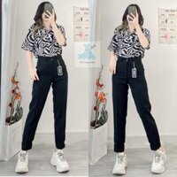 Quần tây nữ lưng cao đi học dáng dài cạp có đai ống đứng màu Đen Xanh vải mềm quần vải baggy cạp cao nữ công sở học sinh