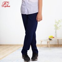 Quần tây nữ màu xanh đen lưng vừa, dáng suông, chất liệu tuyết mưa dày, mềm, đồng phục nữ sinh