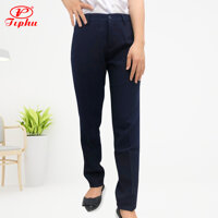 Quần tây nữ màu Xanh đen lưng vừa, dáng suông, chất liệu tuyết mưa dày, mềm, không nhàu, hiệu Amazing - Xanh đen  - 28 35-40kg