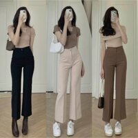 Quần tây nữ ống loe dáng ngắn, quần loe ống vảy nữ, Quần Tây Âu Ống loe nhẹ Dáng lỡ (90-93cm) Phù hợp chiều cao m48-m58