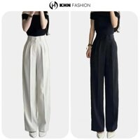 Quần tây nữ ống rộng lưng cao chất Gold dày mịn, Quần âu ống đứng dáng suông tôn dáng KHN Fashion