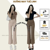 Quần tây ống loe nhẹ nữ, quần ống đứng cạp cao chất tuyết mưa vitex dài 92-94cm – XMTL (mã 965)