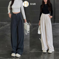 Quần tây ống rộng suông culottes Hari nữ xếp ly chất GOLD 388 P2K8