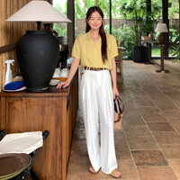 Quần tây suông nữ Ống rộng Lưng cao Dáng rộng Công sở Hàn Quốc Quần âu tây nữ Form rộng Cao cấp Cạp cao