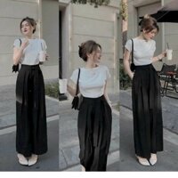Quần tây suông ống rộng thắt eo công sở