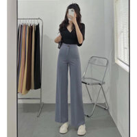 Quần tây suông xám lưng cao siêu tôn dáng
