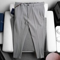 Quần Tây Xám Nam - Quần Âu Nam Xám MUSLAND CROP dáng ôm công sở vải co giãn nhẹ - QVML9