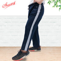 Quần thể dục 3 sọc cho nam, đồ thể thao nam nữ các cấp, vải thun co giãn, thương hiệu Amazing - Xanh Đen - Số 5