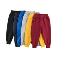 Quần thể thao 100% cotton trẻ em quần dài thường ngày bé trai bé gái quần bó ống rộng