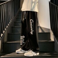 Quần thể thao chân thẳng nam thu đông thương hiệu xuân thu ống rộng dáng rộng nam thanh niên quần d