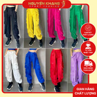 Quần Thể Thao Kết Hợp 4 Túi Hộp cá tính Quần Jogger Ống Rộng Phối Dây Tập Thể Thao Quần jogger nữ