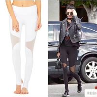 Quần thể thao lưới nữ quần legging thể thao màu trắng đen 7 điểm / Bước lên quần quần quần áo gợi cảm