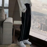 Quần thể thao nam ống rộng thẳng phong cách Ins, vừa vặn thoải mái, quần casual dây rút thời trang retro cho nam và nữ