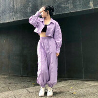 Quần thể thao nữ Jogger Pants ZULU - Set đồ thể thao nữ vải gió nhập khẩu cao cấp màu tím