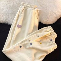 Quần thể thao nữ ống rộng phong cách đường phố Hàn Quốc