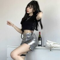 Quần thể thao ôm sát A-Line eo cao màu bạc sexy mùa hè cho nhảy múa đường phố