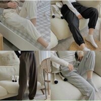 Quần thể thao ống bom cạp chun co giãn, quần nỉ gân tăm thời trang NỮ