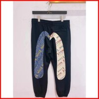 ♞,♘Quần thể thao rộng rãi in chữ xanh và trắng Evisu Quần thể thao nam 2025