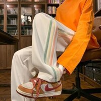 Quần thể thao sọc ngang đường phố cao cấp dành cho nữ quần ống đứng mùa xuân